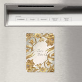 Gouden golvende bladeren bloemmagnet magneet (Insitu (Vaatwasser))