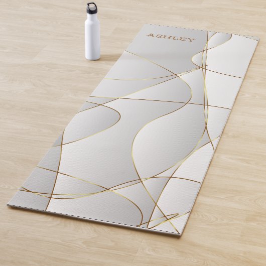 Gouden golvende lijnen yogamat (In situ)