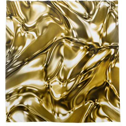 Gouden golvende metallic look douchegordijn (Voorkant)