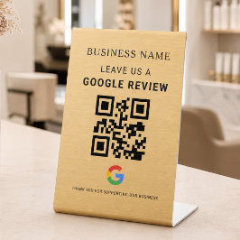Gouden Google Review Tafelblad Display Reclamebord Met Voetstuk