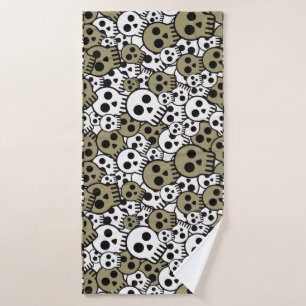 Gouden Gotische Schedel Patroon Print Badhanddoek