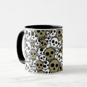 Gouden Gotische Schedel Patroon Print Mok (Voorkant links)