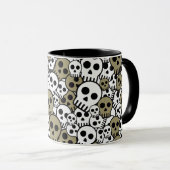 Gouden Gotische Schedel Patroon Print Mok (Voorkant rechts)