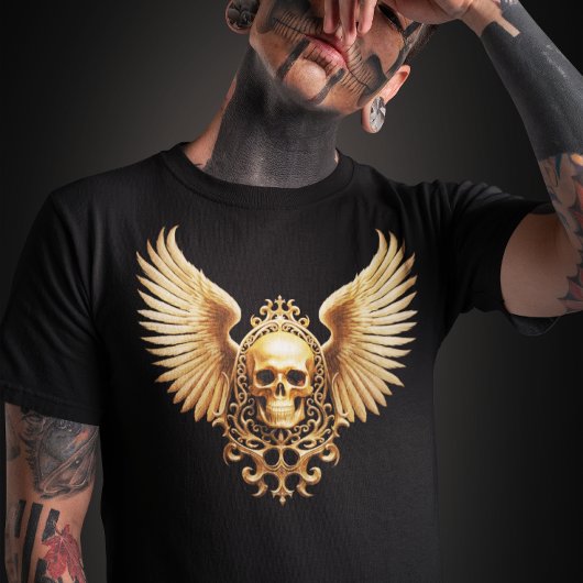 Gouden Gotische Schedel Sigil van Hemelvaart T-shirt