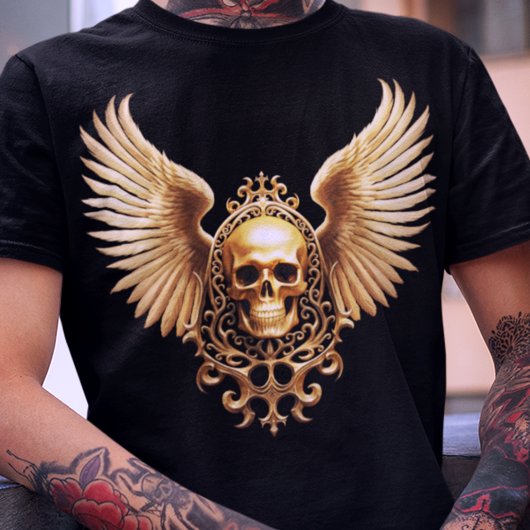 Gouden Gotische Schedel Sigil van Hemelvaart T-shirt