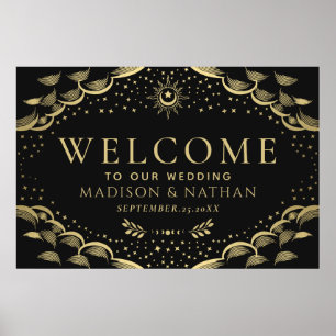 Gouden Gotische Tarot Kaart Bruiloft Welkom Groot  Poster