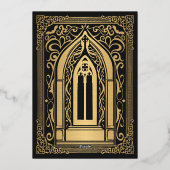 Gouden Gotische Vampier Kathedraal bruiloft Folie Uitnodiging (Achterkant)