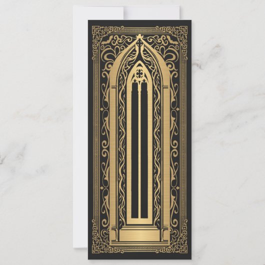 Gouden Gotische Vampierkathedraal Save the Date Kaart (Achterkant)