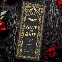 Gouden Gotische Vampierkathedraal Save the Date Kaart