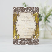  gouden gouden brauwwril bruiloft RSVP kaartje (Staand voorkant)