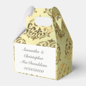 Gouden gouden damast patroon bruiloft bedankdoosjes (Achterkant)
