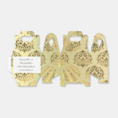 Gouden gouden damast patroon bruiloft bedankdoosjes (Uitgevouwen)