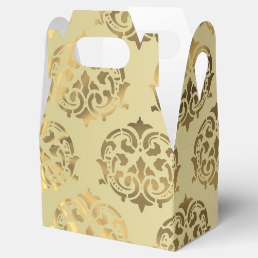 Gouden gouden damast patroon bruiloft bedankdoosjes (Geopend)