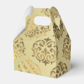 Gouden gouden damast patroon bruiloft bedankdoosjes (Voorkant Zijde)