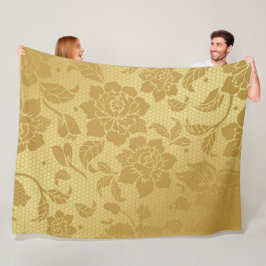 Gouden Gouden Honingraat Bloemen Floral Elegant Fleece Deken