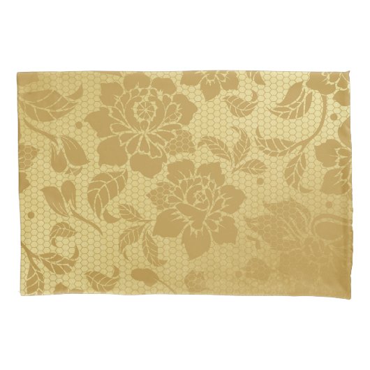 Gouden Gouden Honingraat Bloemen Floral Elegant Kussensloop (Voorkant)