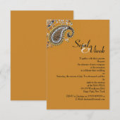 Gouden gouden Paisley Hindoe bruiloft Insert Kaart (Voorkant / Achterkant)