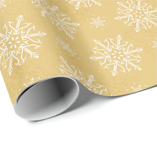  gouden goudgele kerstsnowflakkering cadeaupapier (Rol Hoek)