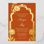 Gouden goudsbloem indiaanse bruiloft uitnodiging (Voorkant)