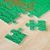 Gouden goudvis op groen folie monogram | legpuzzel (Zijkant)