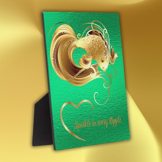 Gouden goudvis op groen folie monogram | legpuzzel