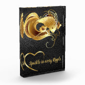 Gouden goudvis op zwart folie monogram | fotoblokken (Links)