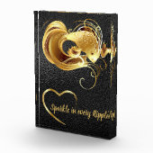 Gouden goudvis op zwart folie monogram | fotoblokken (Rechts)