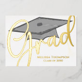 Gouden Grad-script afstudeerfoto uitnodiging Elega (Voorkant)