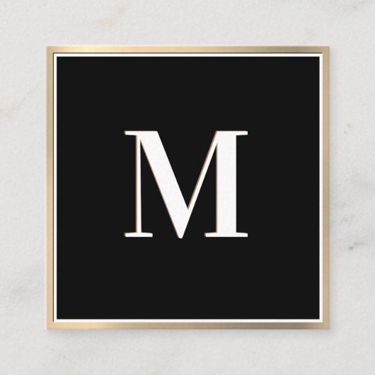 Gouden Gradiënt Achtergrond | Monogram Vierkante Visitekaartje (Voorkant)
