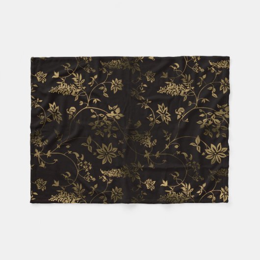 Gouden gradiënt bloemen fleece deken (Voorkant (Horizontaal))