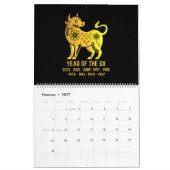 Gouden Gradiënt Chinees Dier Zwart Kalender (Feb 2027)