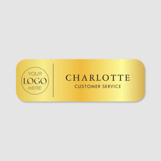 Gouden Gradiënt Custom Logo Kantoor Medewerker Naamplaatje (Voorkant)