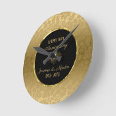 Gouden Gradiënt Damast Patroon Jubileum  Ronde Klok (Hoek)