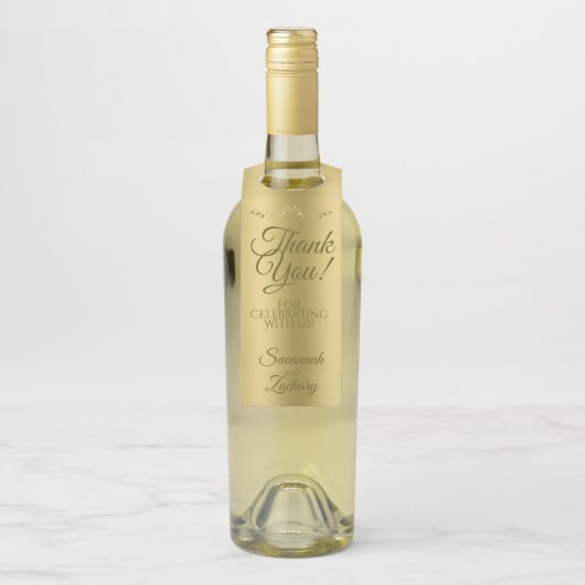 Gouden Gradiënt Elegante Bruiloft Dank u Flessenhanger (Op fles)
