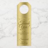 Gouden Gradiënt Elegante Bruiloft Dank u Flessenhanger (Voorkant)
