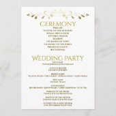 Gouden Gradiënt & filigraan Elegante bruiloft Programmakaart (Achterkant)