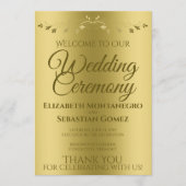 Gouden Gradiënt & filigraan Elegante bruiloft Programmakaart (Voorkant)