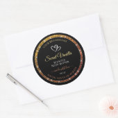 Gouden Gradiënt Glitter Lijst Zwart Productlabels Ronde Sticker (Envelop)