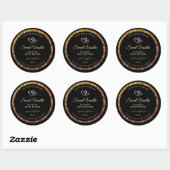 Gouden Gradiënt Glitter Lijst Zwart Productlabels Ronde Sticker (Vel)