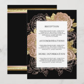 Gouden Gradiënt & Glitter | Roos Gold Floral Guest Kaart (Voorkant / Achterkant)
