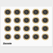 Gouden gradiënt golvende rand zwart business logo ronde sticker (Vel)