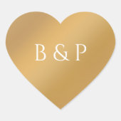 Gouden Gradiënt Hart Koppels Monogram Huwelijksgun Sticker (Voorkant)