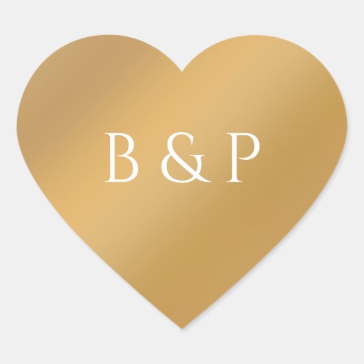 Gouden Gradiënt Hart Koppels Monogram Huwelijksgun Sticker (Voorkant)
