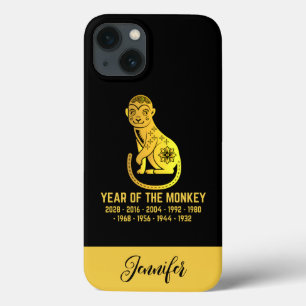 Gouden Gradiënt Jaar van de Aap Zodiac Naam Zwart Case-Mate iPhone Case