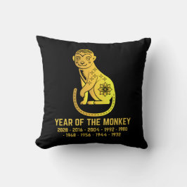 Gouden Gradiënt Jaar van de Aap Zodiac Zwart Kussen