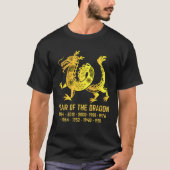 Gouden Gradiënt Jaar van de Draak Chinese Zodiac T-shirt (Voorkant)