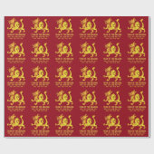 Gouden Gradiënt Jaar van de Draak Zodiac Rood Cadeaupapier (Vlak)