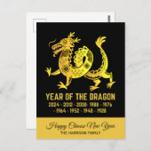 Gouden Gradiënt Jaar van de Dragon Zodiac Naam Zwa Briefkaart (Voorkant / Achterkant)