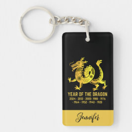 Gouden Gradiënt Jaar van de Dragon Zodiac Naam Zwa Sleutelhanger