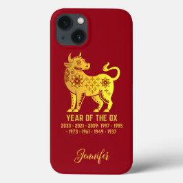 Gouden Gradiënt Jaar van de os Dierenriem Rood Case-Mate iPhone Case
